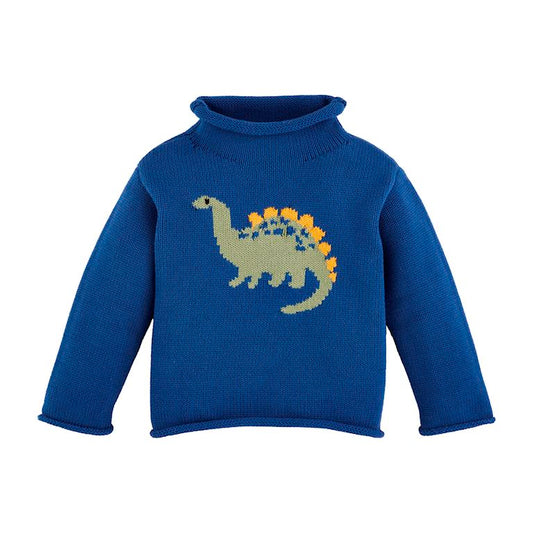 Blue Dinosaur Roll Neck Sweater