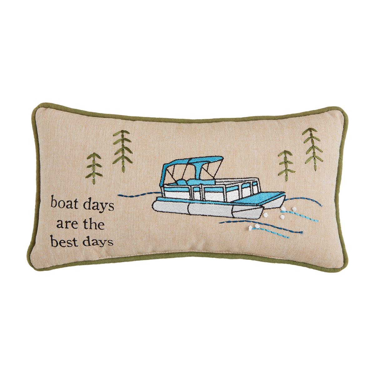 Boat Days Mini Embroidered Pillow