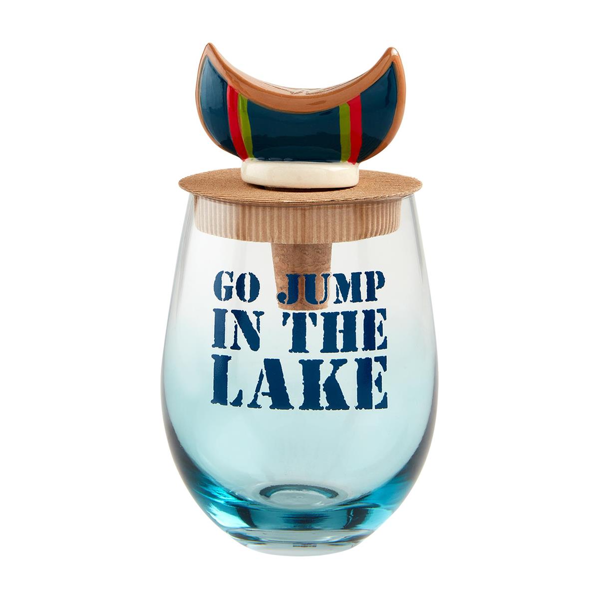 Go Jump Wine Glass & Stopper Set